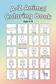 A-Z Animal Coloring Book printable instant download cover for kids ages 4-8